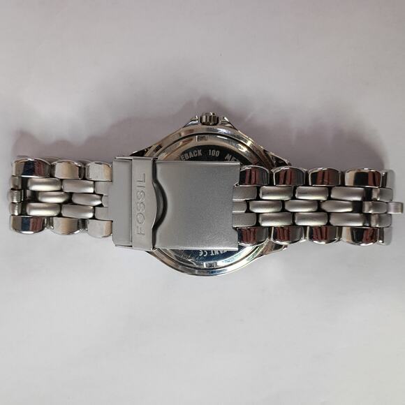 40mm Fossil BQ-8777 Blue Moonphase 1 Jewel Men's Quartz Wristwatch Japan Steel - Picture 9 of 16